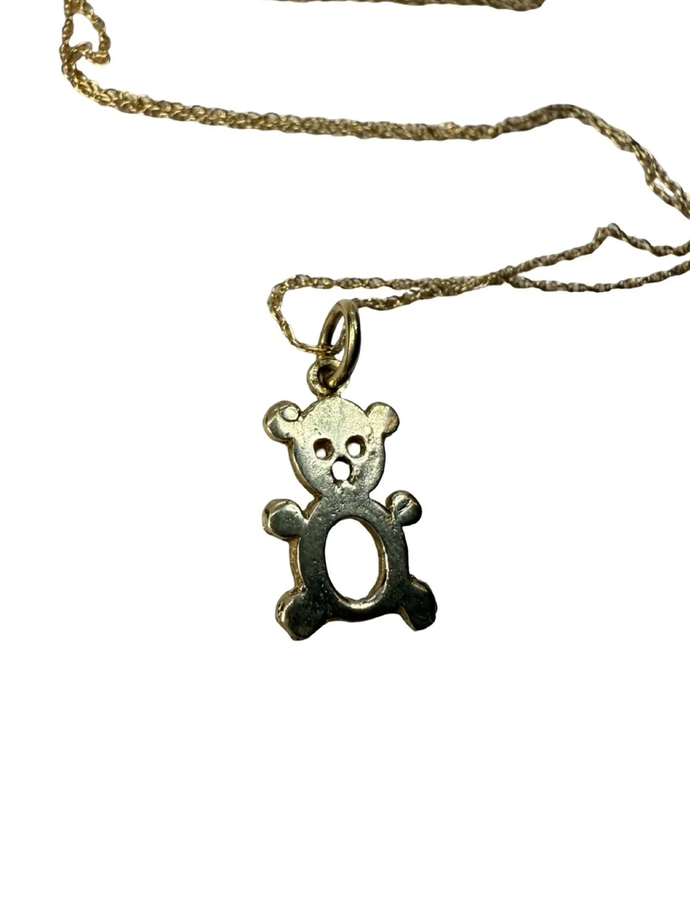 Gold Teddy Bear Pendant Necklace for Kids - Cute Gold Charm